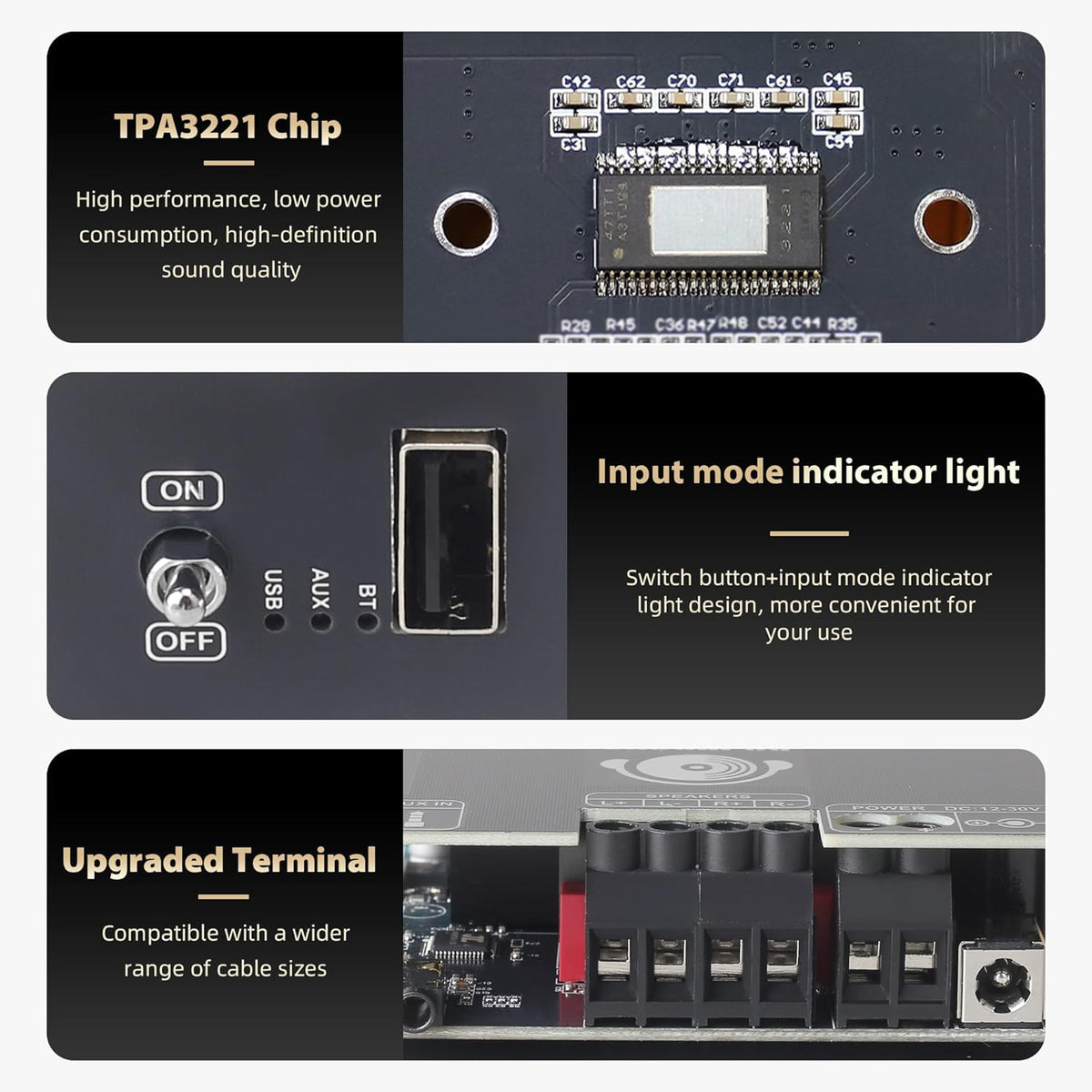 T100HS Bluetooth5.2 TPA3221 2.0 100W2,Audio Power Amplifier Board Chip Channel Power Amplifier