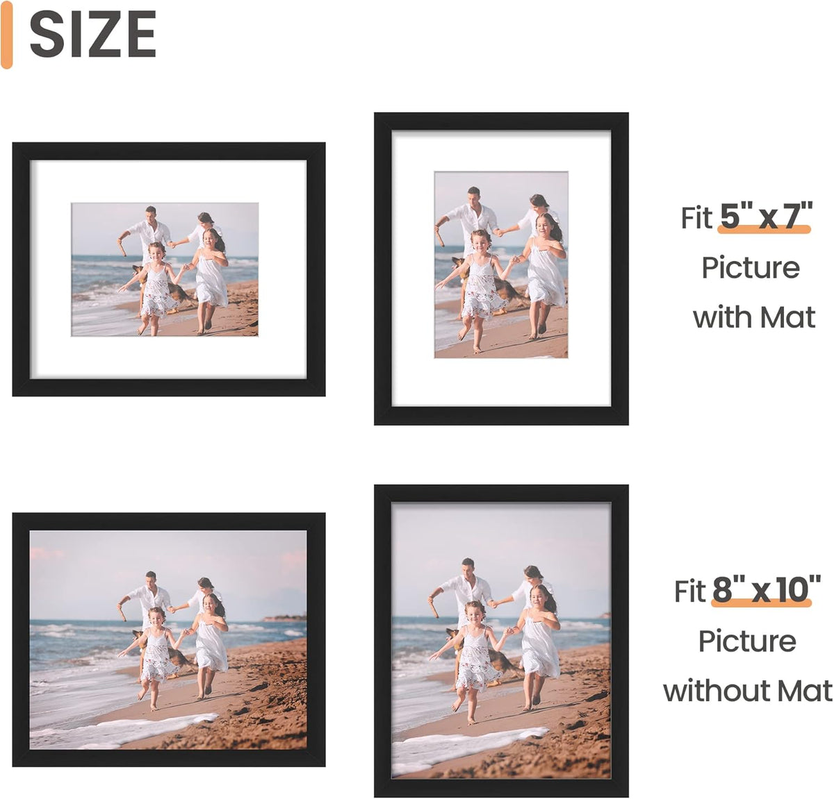 Upsimples 8x10 Picture Frame Set of 5 | Includes 8.5x11 Certificate Frame for Versatile Display