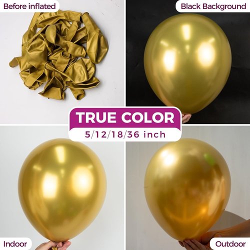 Bezente Metallic Gold Balloons - 150 Pack 5-Inch Chrome Latex Balloons for Weddings & Parties