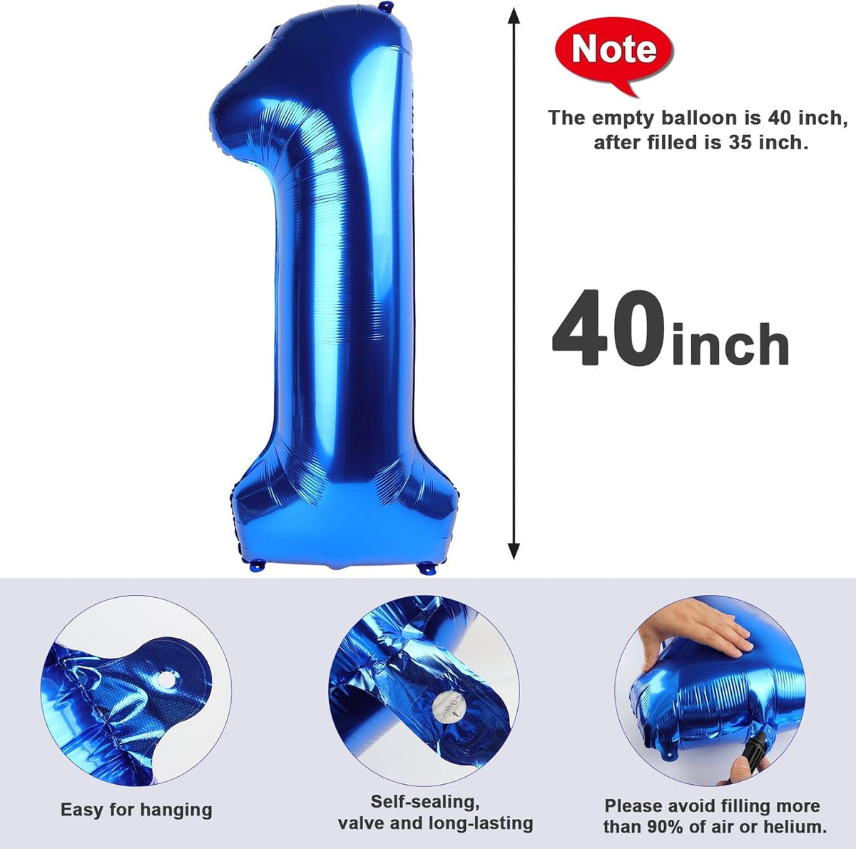 Skiennix 40-Inch Dark Blue Foil Number Balloon - 10th Birthday & Anniversary Decorations