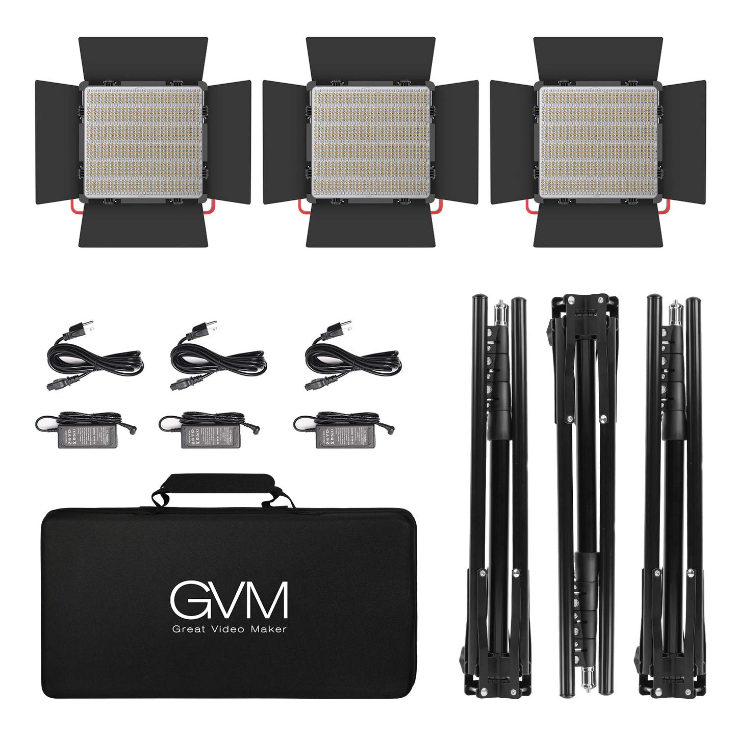 GVM RGB LED Video Light, 50W Video Lighting Kit with APP Control, 1200D Photography Lighting kit for YouTube Studio, 3 Packs Led Panel Light, 3200K-5600K, Aluminum Alloy Shell, CRI 97