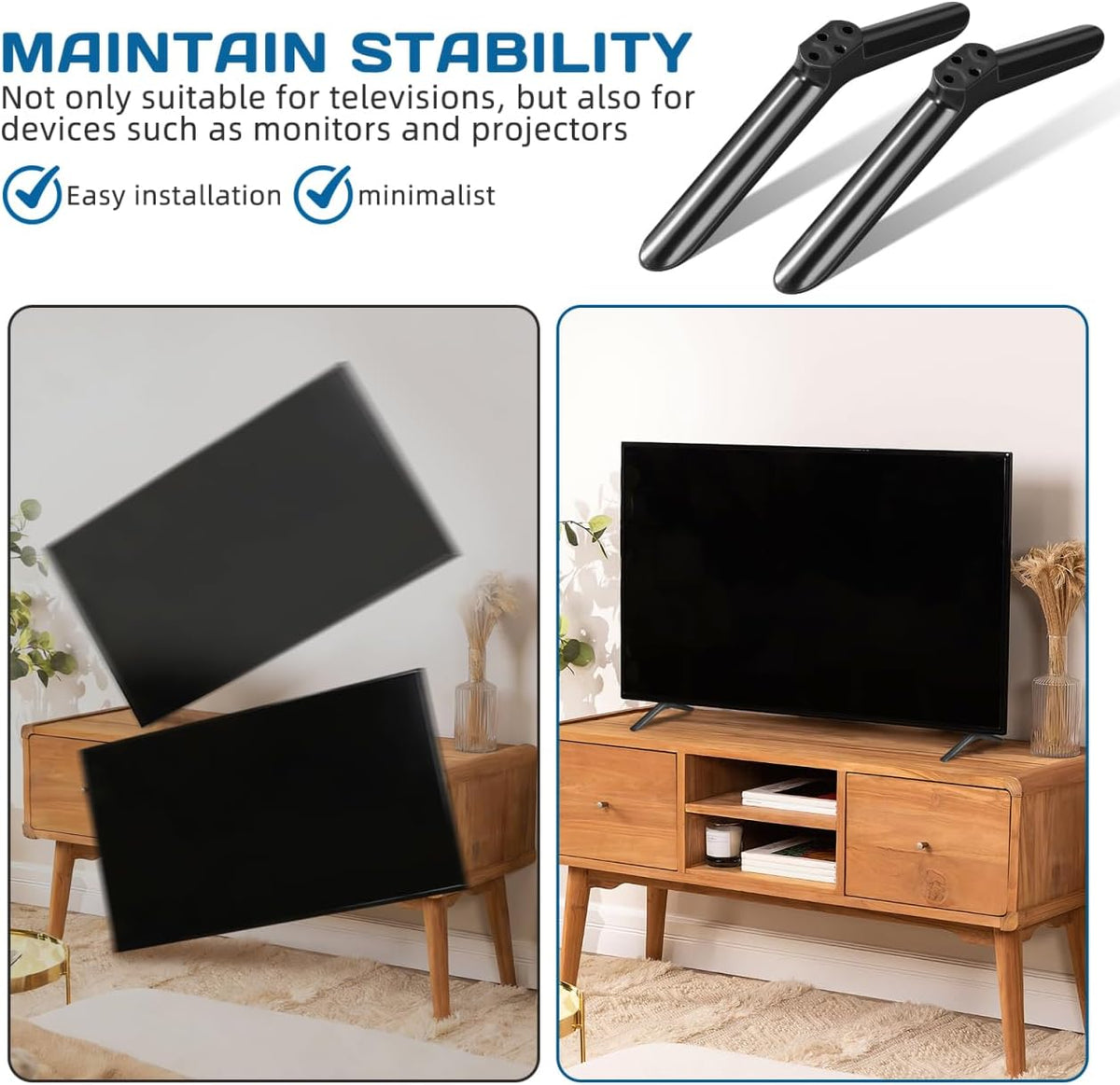 SAFIGLE 2-Pack 40 Inch Universal Tv Stand Legs Replacement Base for Flat Screen Tvs Durable Tv Holder Brackets