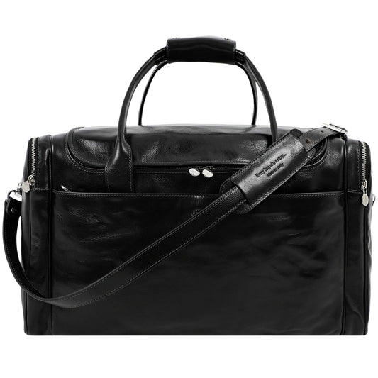 Time Resistance Leather Duffel Bag - Large Weekend Gym Travel Bag (Black)