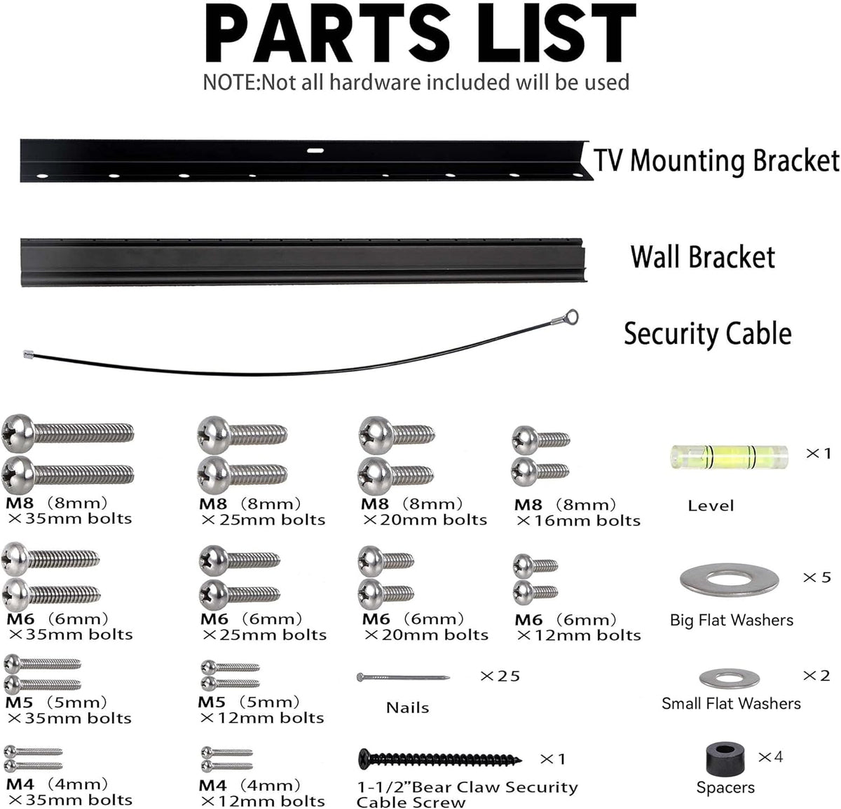 Auoace 12-55 inch 99 lbs, No Stud TV Wall Mount, Drywall Studless TV Hanger No Damage, No Drill, Non Screws, Dry Wall