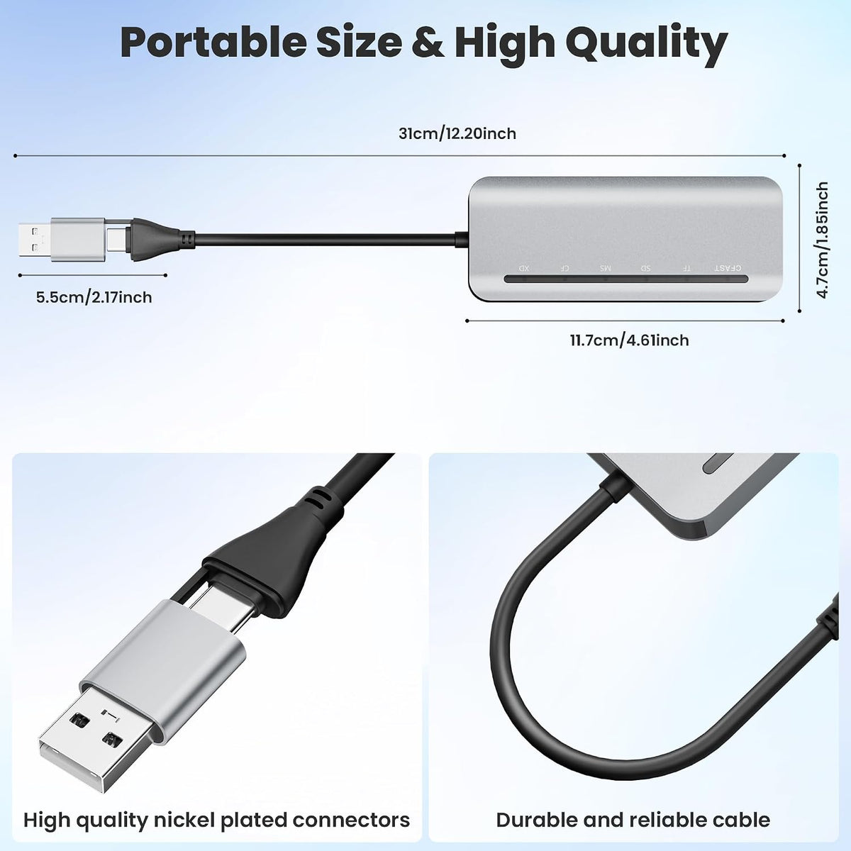 Bawanfa Plus 6-in-1 2.0 5Gbps 6 CFast Card Reader, USB C & USB A Multi Card Reader for CFast/MS/CF/SD/TF/XD - CFast