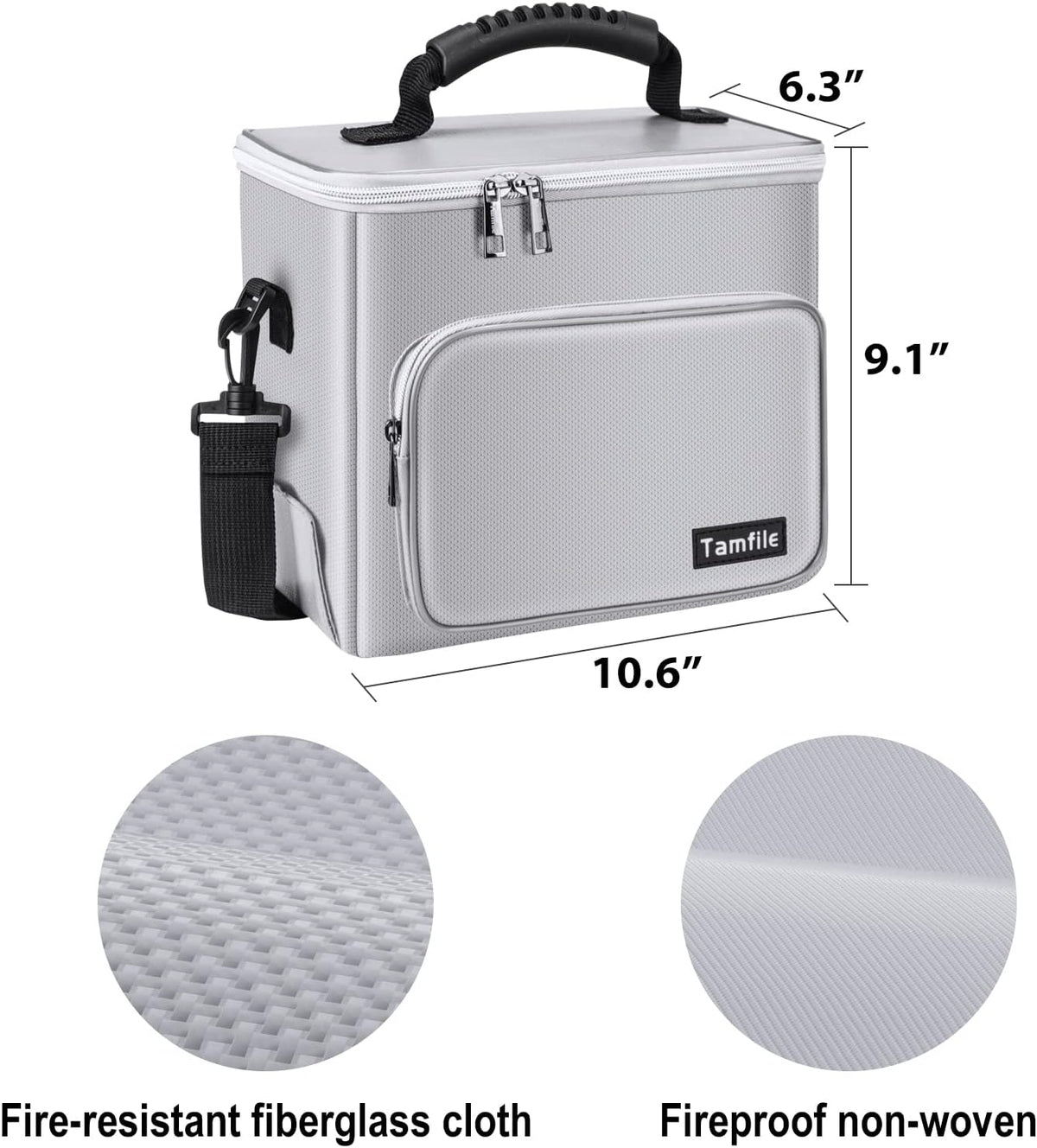4200F Tamfile Fireproof Lipo Battery Bag with Heat Insulated, Ebike Lipo Bag with Pockets and Shoulder