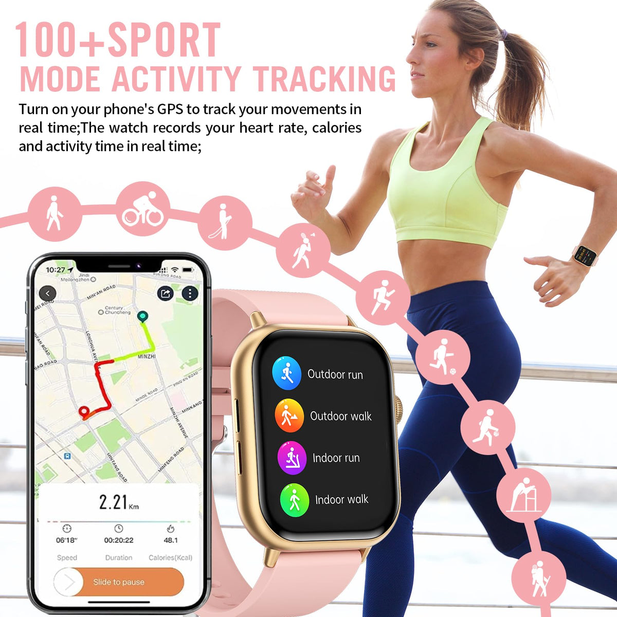Smart Watches for Men Women (Answer/Make Call), 2.01" HD Screen Fitness Tracker Watch with Blood Pressure/Heart Rate/Sleep Monitor, Smart Watch for Android iOS Phones, IP67 Waterproof Sport Watch