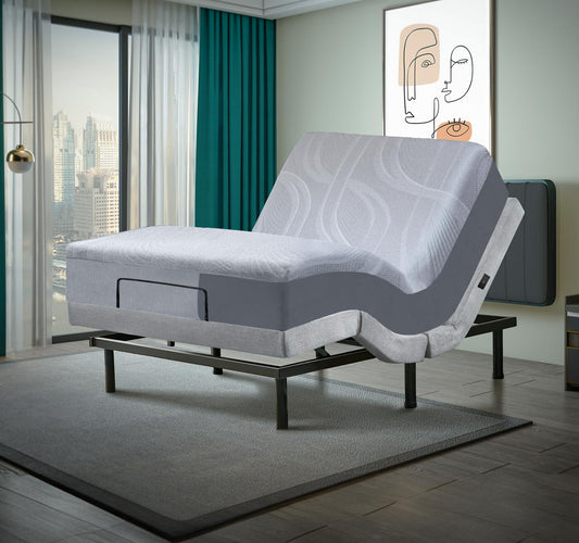 Premium California King Adjustable Bed with 14 Inch Prime Gel Memory Foam Mattress, Massage, Zero Gravity, Anti-Snore, Programmable Memory Positions, USB, Underbed Lighting, Zero Clearance