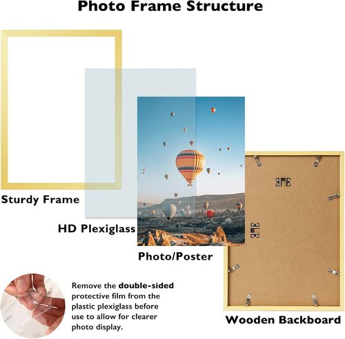 JCJMY Gold Puzzle Frame - 15x21.25 Wall Hanging Picture Frame with Shatter-Resistant Plexiglass