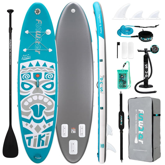 FunWater 10'6×33"×6" Inflatable Stand Up Paddle Board with Premium SUP Paddleboard Accessories, Wide Stable Anti-Slip EVA Deck,Paddle Boards for Adults & Youth of All Skill Levels