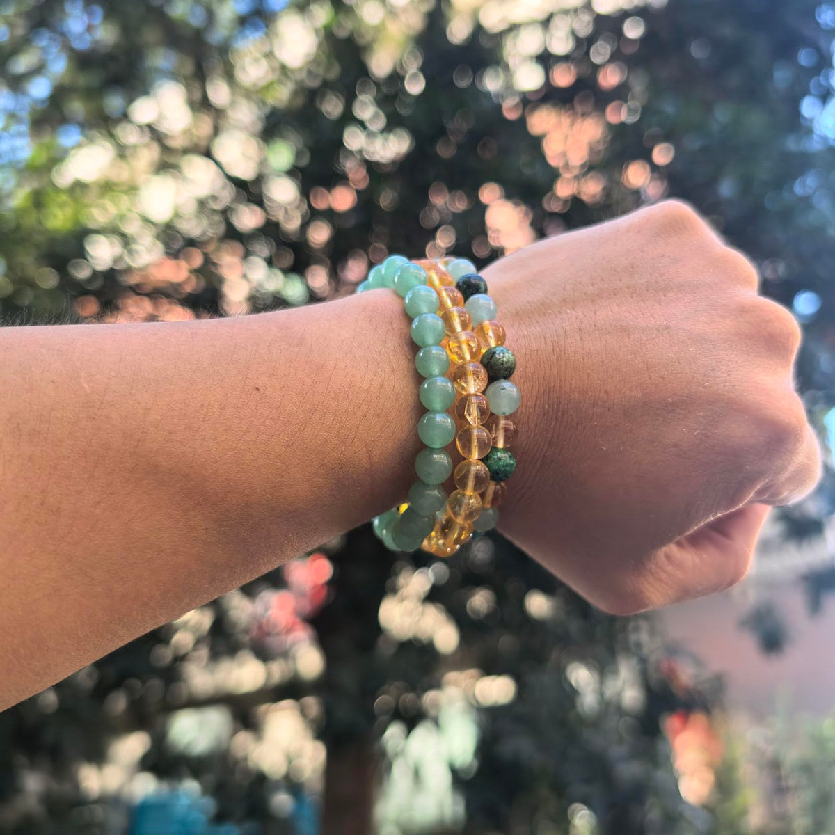 Crgwxzl 3pcs Wealth Money Bracelets,Healing Crystal Citrine African Turquoise Bracelets for Women Men,Lucky Feng Shui 8mm Natural Stone Green Aventurine Beaded Spiritual Gemstone Jewelry Gifts