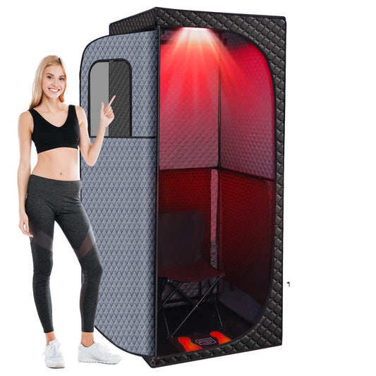 Veloqore Dry Infrared Sauna, Saunas Box with Red Light Therapy for Relaxation, Detox and Muscle Relief, 9 Levels Home Saunas with Carbon Crystal Heating, Portable Sauna for Home, Bedroom, Living Room