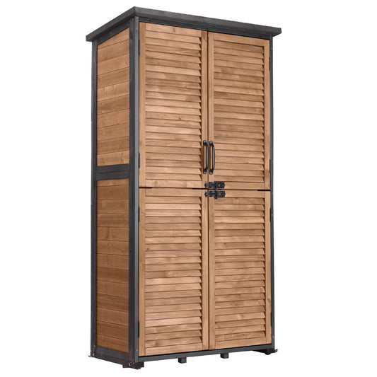 GUTINNEEN Outdoor Storage Cabinet Upgraded with Metal Frame Durable Storage Shed with Floor and Adjustable Shevels Waterproof Garden Tool Shed