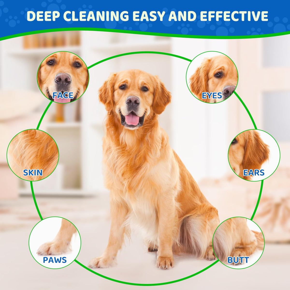 VOISEN 48 Pcs Pet Glove Wipes for Dogs and Cats, Cleaning & Deodorizing Bathing Grooming Wipes,Unscented Thick Nourish Fur Glove Wipes for Pet Dry Cleaning,Daily Care and Travel
