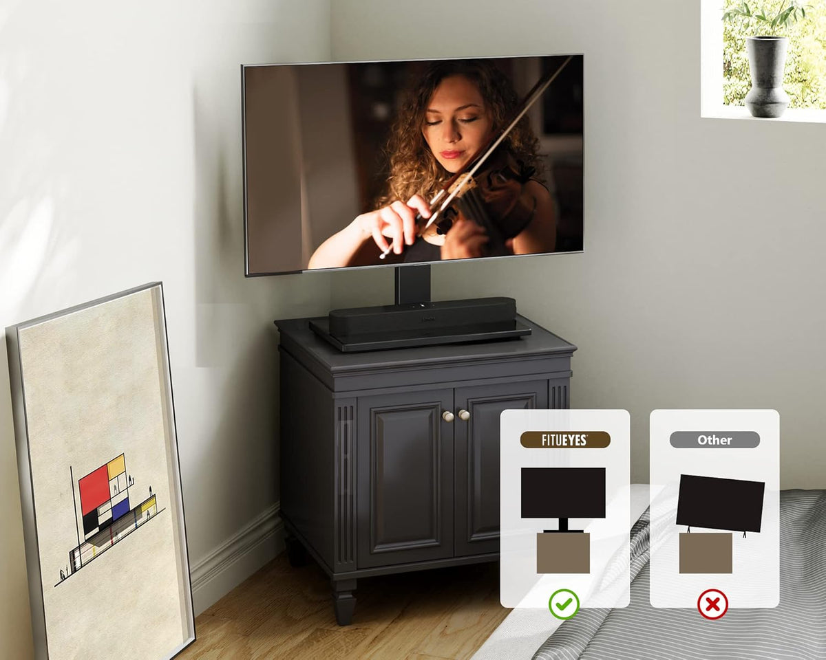 FITUEYES 27-55 inch Universal TV Mount Stand Table Top TV Stand for TVS Height Adjustable TV Stand Mount, Glass Base