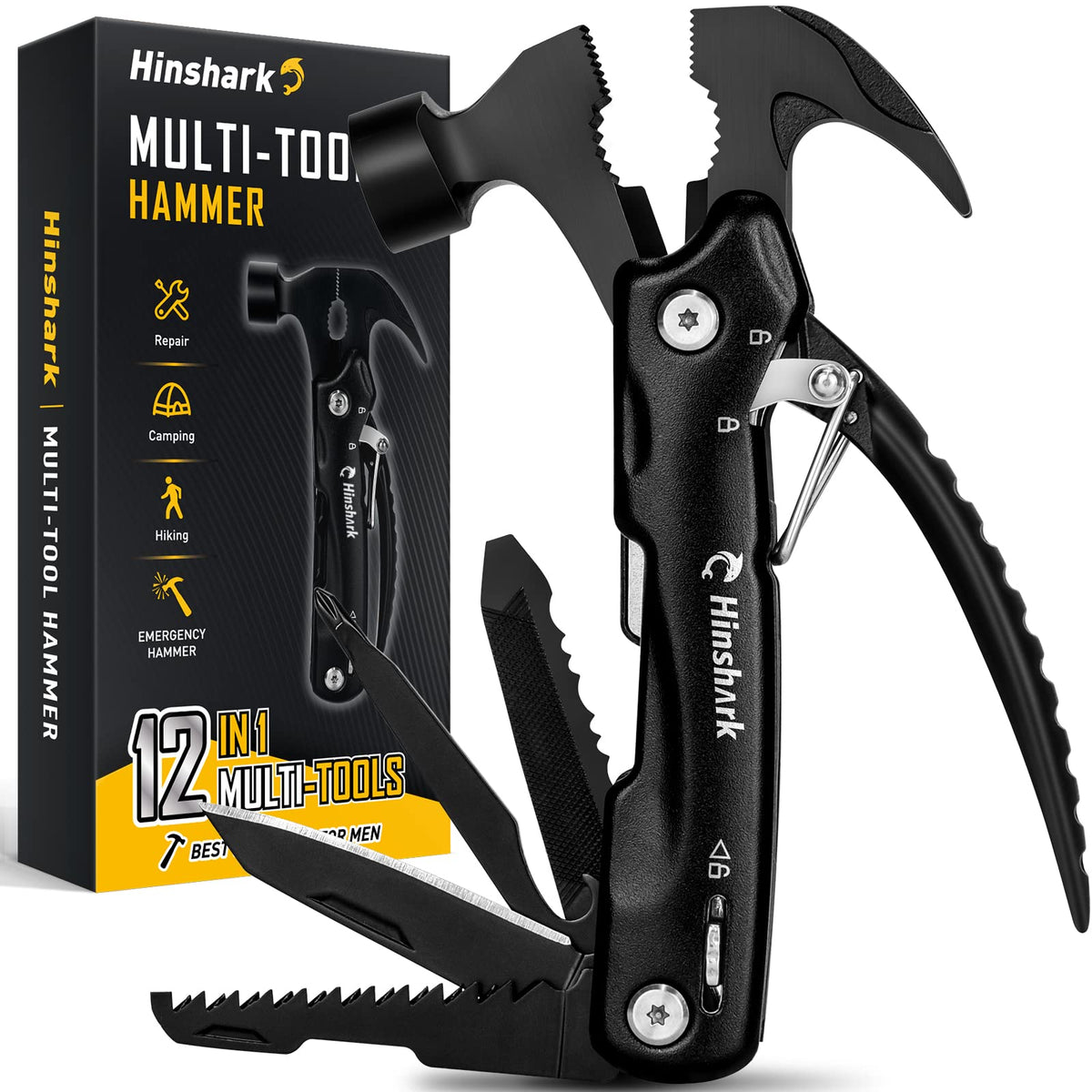 Gifts for Men, 12 in 1 Hammer Multitool, Anniversary Birthday Gift for Men Dad Husband Him Grandpa, Unique Gifts for Dad Who Have Everything, Camping Essentials Cool Gadgets Tools
