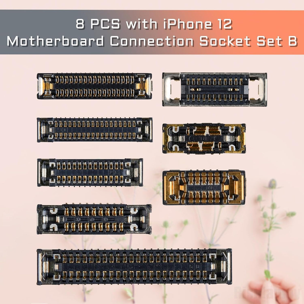 8 12 iPhone12 Pcs for iPhone Motherboard Socket Connection B Kit Includes Battery SIM Charging Port Replacement Wide