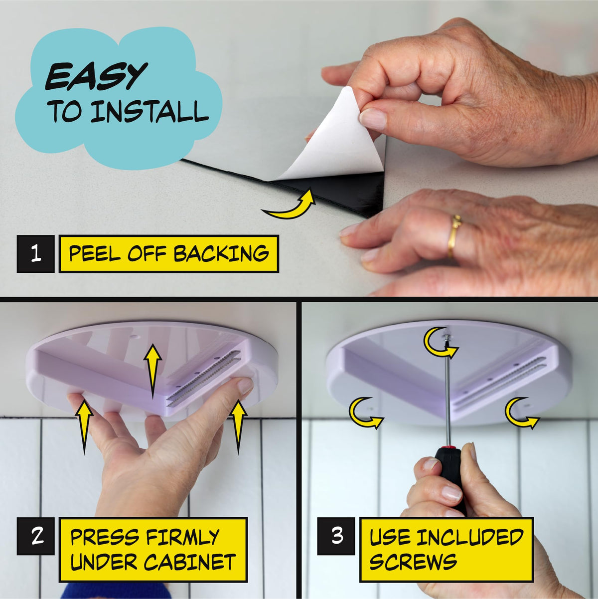 POPDATJAR Under Cabinet Jar Opener - Stainless Steel Lid Opener For Seniors With Arthritis & Weak Hands - Ideal for Any Size Lid - Easy, One-Handed Kitchen Gadgets & Elderly Must Haves