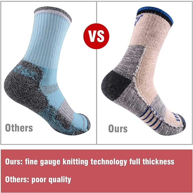 FEIDEER Men's Hiking Walking Socks, Multi-pack Wicking Cushioned Outdoor Recreation Quarter Crew Socks