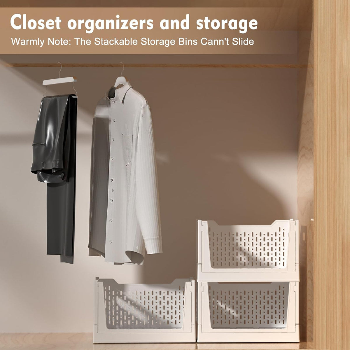 Stackable Plastic Storage Baskets by [Brand Name] - 3 Pack Foldable Organizers with Wheels | Versatile Storage for Home & Office