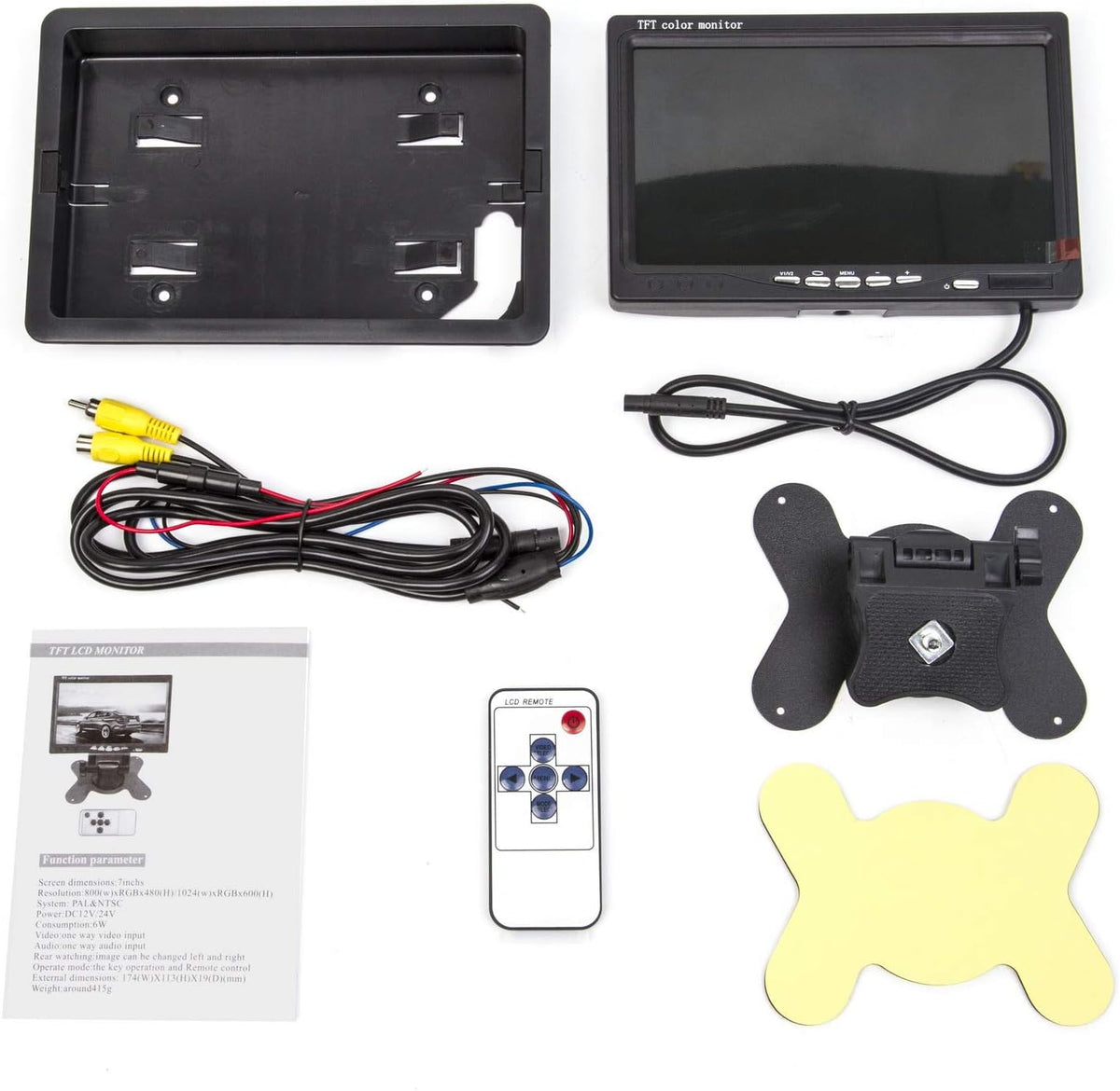 Yasoca 7 Inch LED Backlight TFT LCD Monitor for Car Rearview Cameras, Car DVD, Serveillance Camera, STB, Satellite