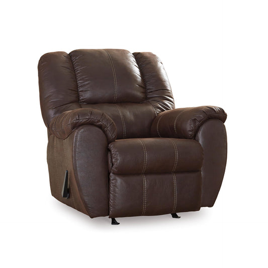 Signature Design by Ashley McGann Modern Faux Leather Manual Pull Rocker Recliner, Brown