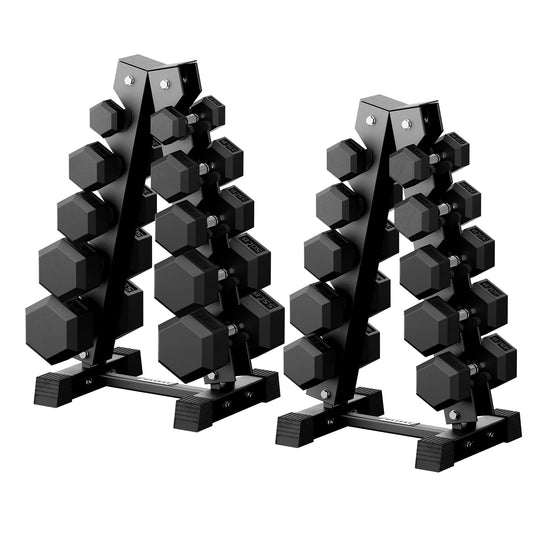 RitFit 650LB Rubber Hex Dumbbell Sets with Weights Rack, Multiple Color Choices Available, Great Gym Equipment for Home, Strength Training, Workouts，Black