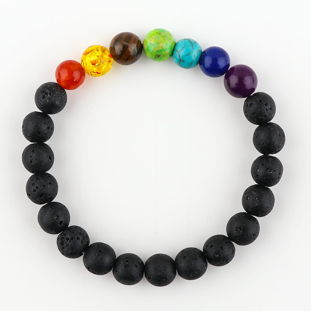 CRYSTALIS 7 Chakra Charged Stones Bracelet, Essential Oil Aromatherapy Mix Crystals Bracelet, Zodiac, Spiritual Jewelry - 8mm Beaded Bracelet for Women Men Unisex - Elastic Adjustable Size