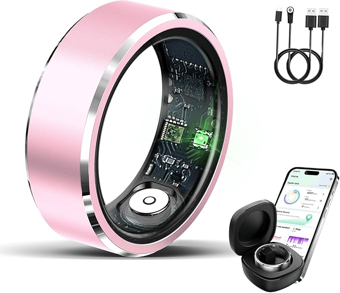 Smart Ring for Women Men,IP68 Waterproof Wearable Fitness Tracker with Sleep Tracking Heart Rate Healthy Monitor Ring Activity Monitoring Steps for iOS Android