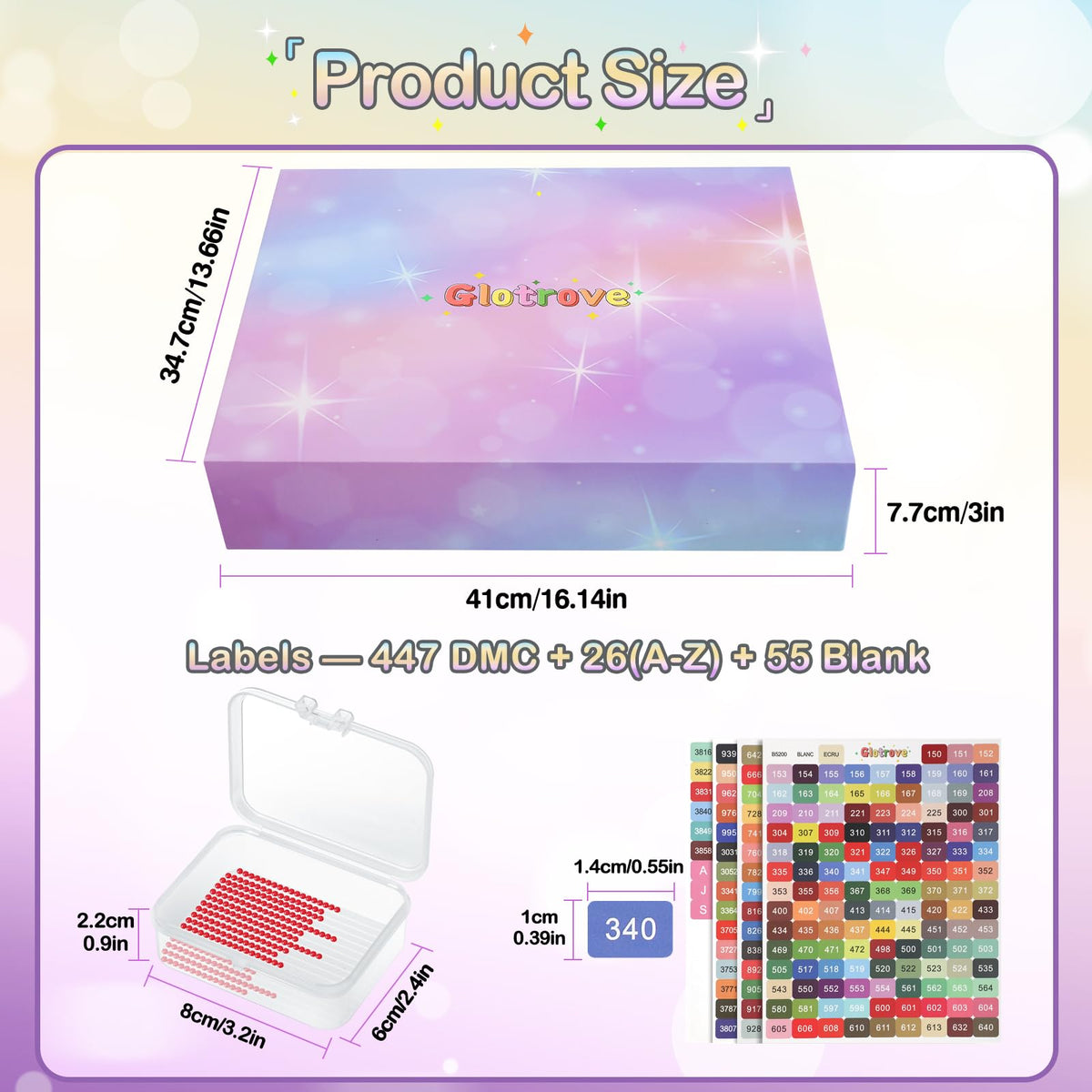 Glotrove Diamond Art Storage Containers Trays, 60pcs Diamond Painting Trays with Lids, 2-in-1 Beads, Gems & Drills Storage and Line-Up Accessories for Diamond Painting
