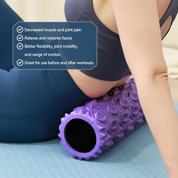 Foam Roller - 15 inch Deep Tissue Massager for Muscle Massage, Myofascial Trigger Point Release, Exercise, Yoga, Pilates & Stretching(Purple)