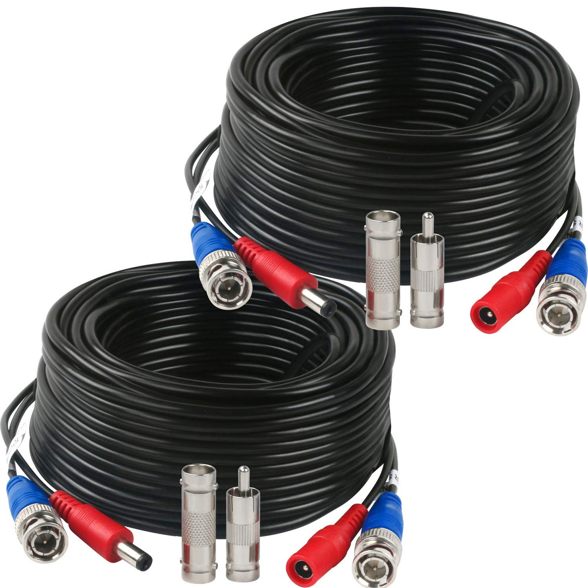 2 Pack 60 Feet BNC Video Power Cable,BNC Extension Wire Security Camera Wire with Connectors for CCTV Camera DVR