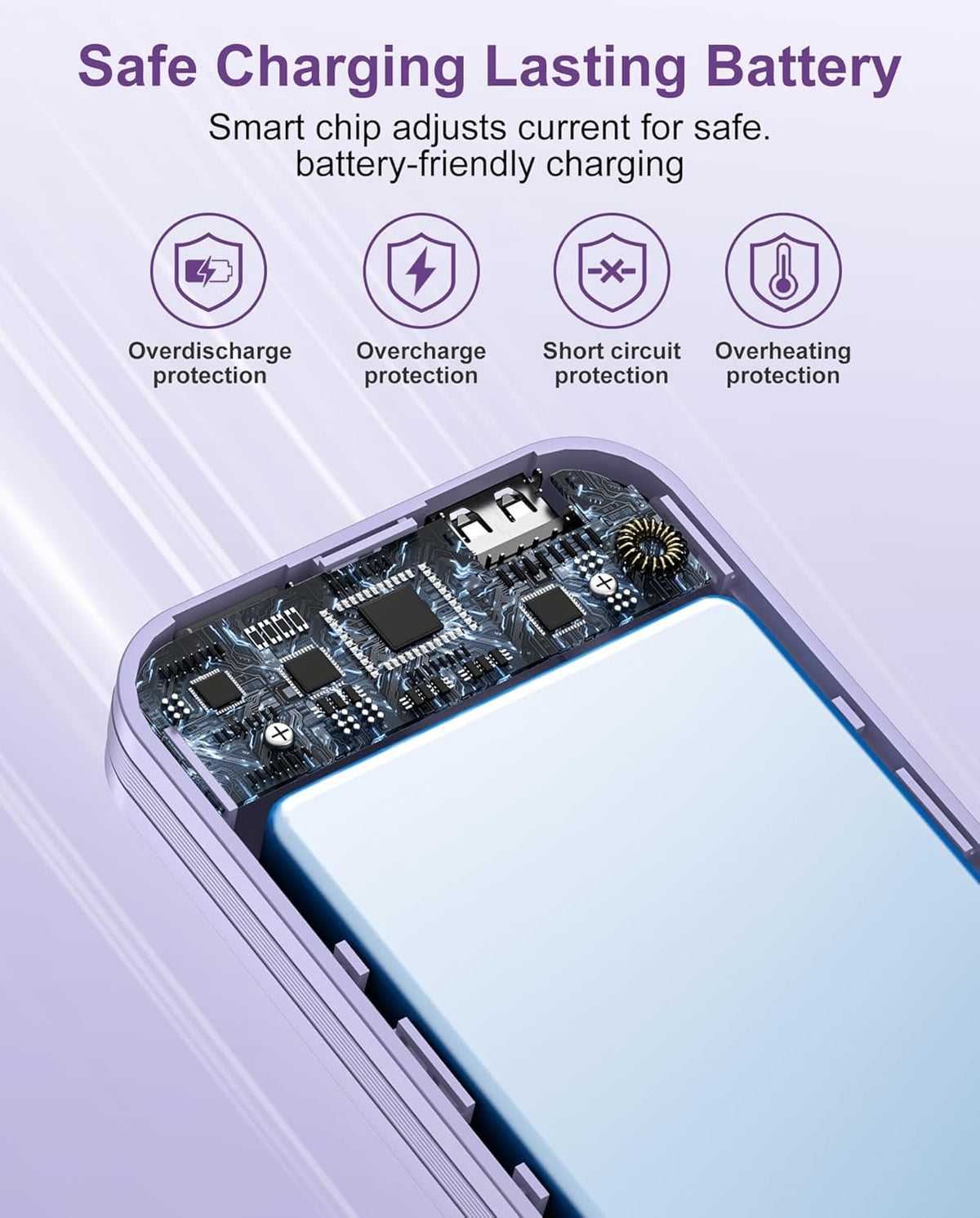 citicr 10000mAh PD20W Pack Portable Charger, USB C Fast Charging Power Bank with Built-in Cables and AC Wall Plug