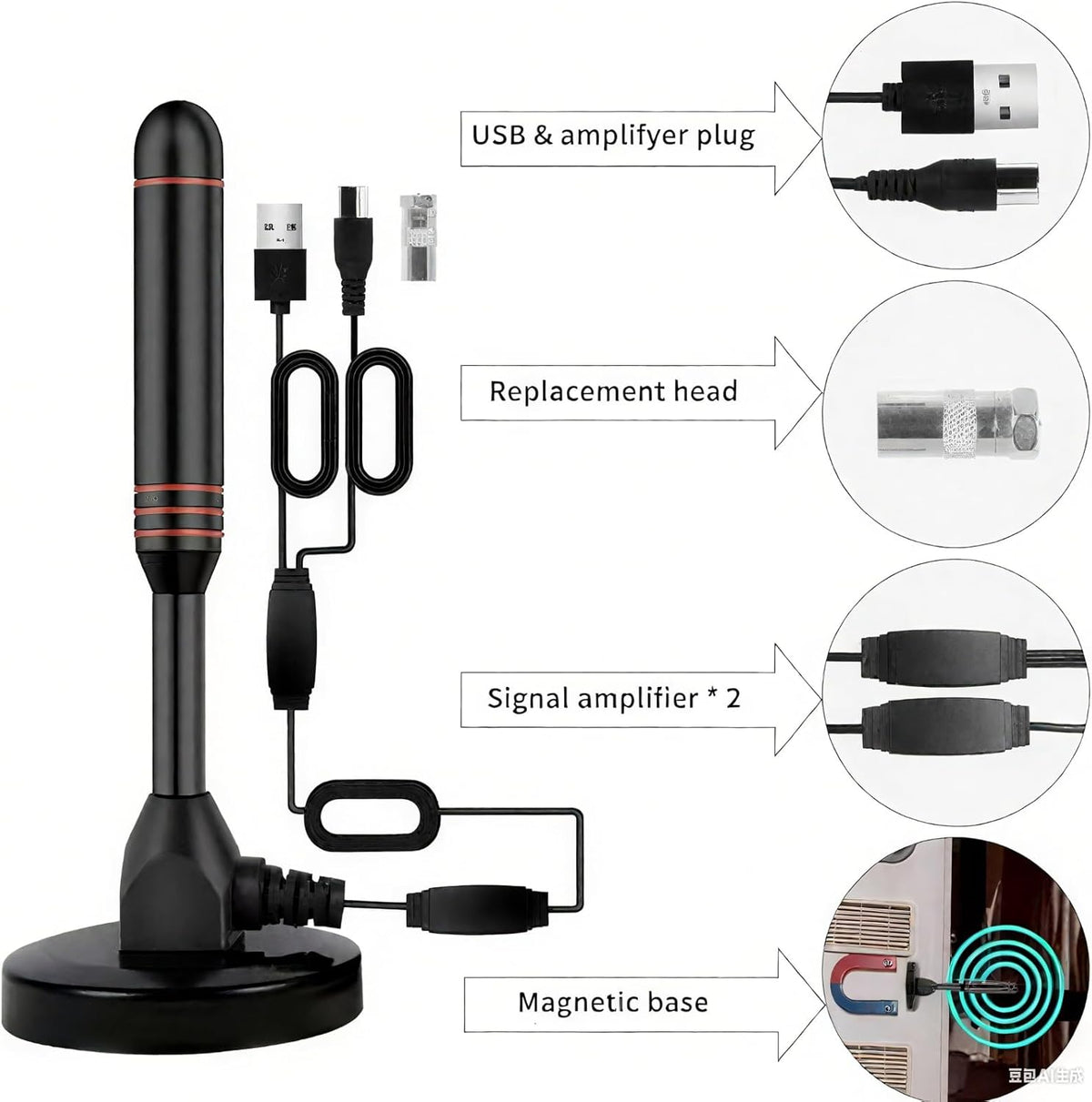 BAOZMINAN 4K 1080p,Easy Installation,16.5ft Cable,2 TV Antenna Smart TV Indoor,Long Range Reception for Local Channels