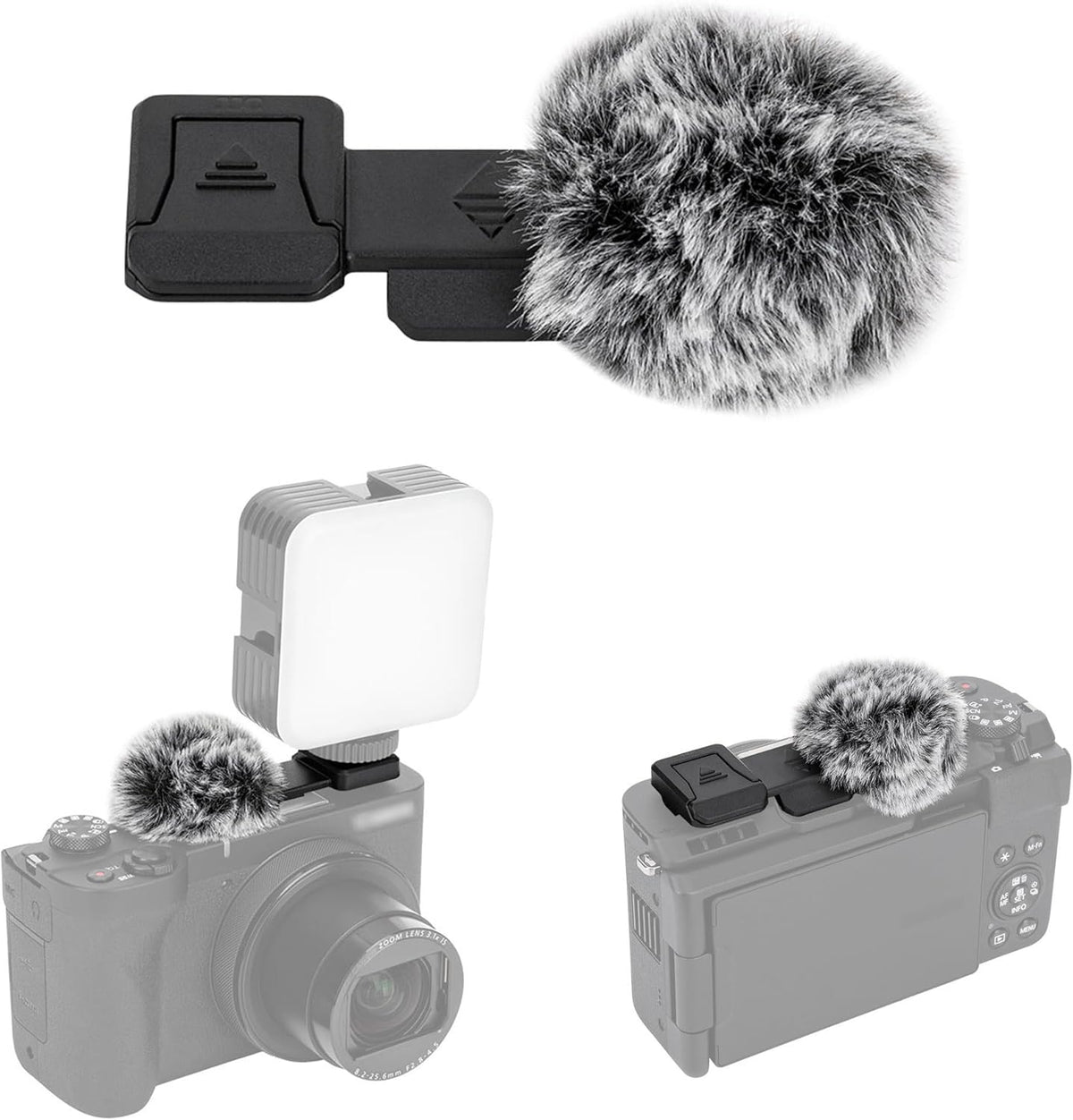 V1 V1 JJC Cold Shoe Wind Muff Windshield for Canon PowerShot Camera, Shoe Adapter Mount Holder for LED Light Microphone