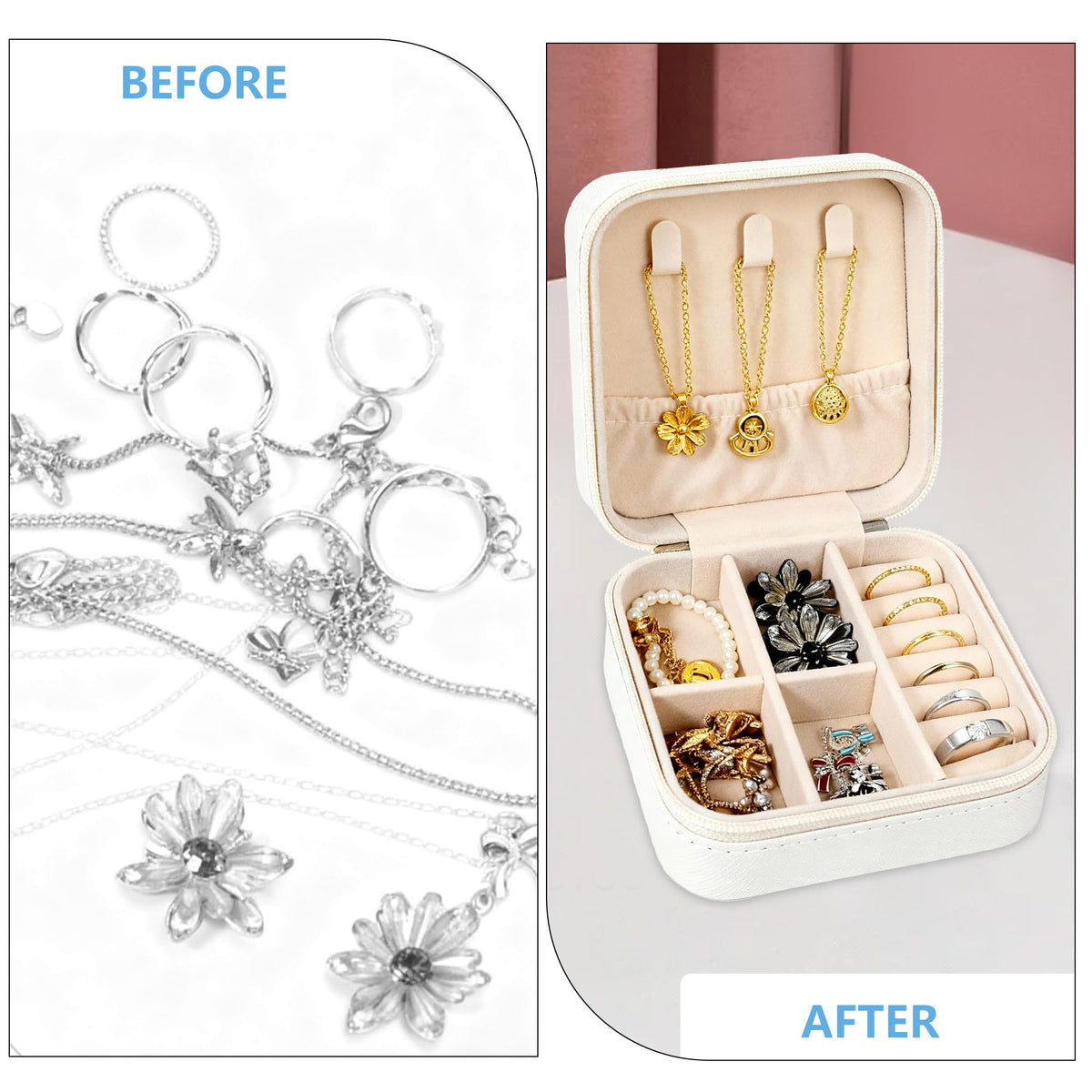 Yukriko 8 Pcs Bridesmaid Proposal Jewelry Gifts Boxes, Mini Travel Jewelry Case Poratble Earring Organizer for Women Bridesmaids Wedding Gifts