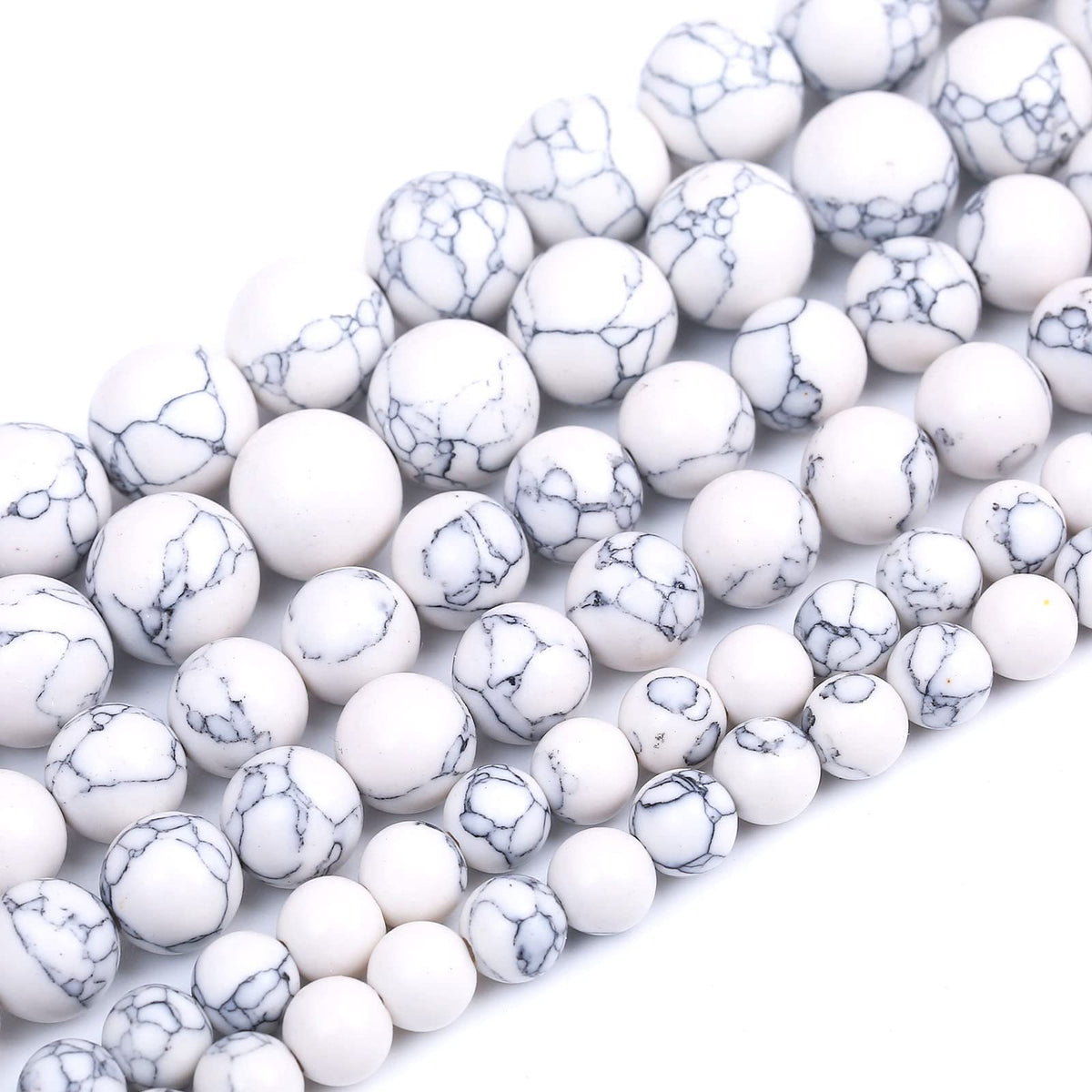 36PCS 10MM White Howlite Turquoises Round Loose Beads Natural Gemstone Beads for Jewelry Making DIY Bracelet Necklace 15"
