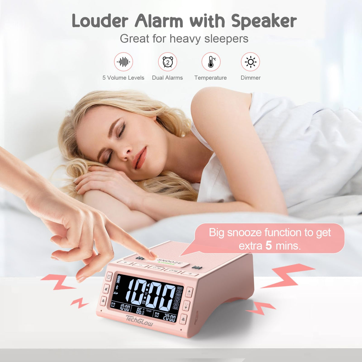 TechGlow Foldable Cellphone Stand with Wireless Bluetooth Speaker Birthday Gifts for Men Women Mother Father Cool Tech Gadgets- Pink