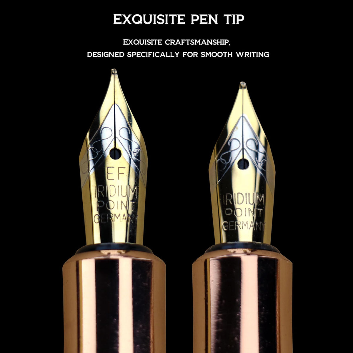 DUNBONG Luxury Fountain Pen, Aureate Gold Powder Finish, Gold Plating and Red Lacquer, Intricate Engraved Pattern, Gilded Medium Nib, Refillable Ink Converter, Luxury hard Gift Box(lion)