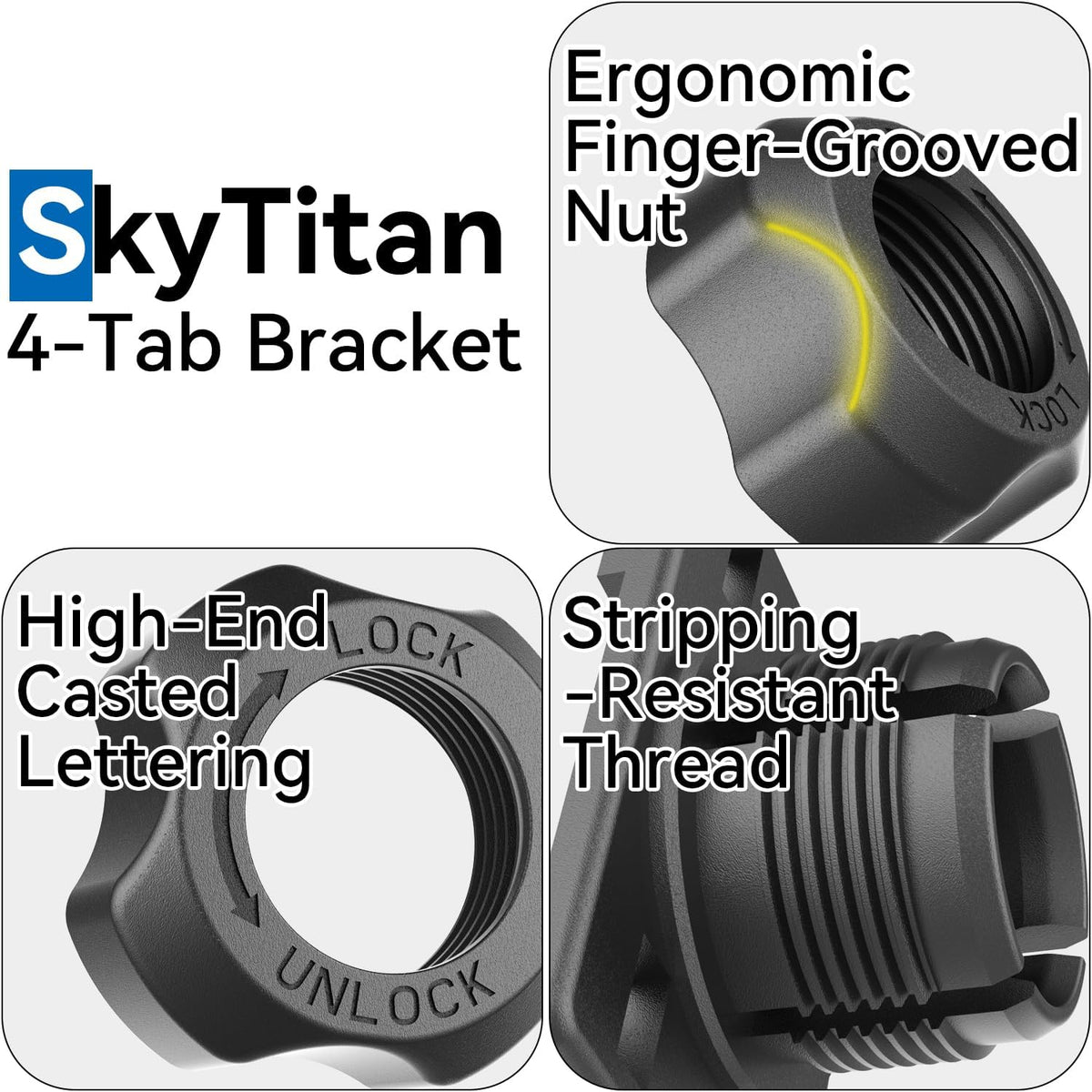 SkyTitan 4 Pack 4-Tab 17mm 4-Holes Brackets Adapters Replacement Holders Parts for CarPlay Screen with Ball Socket
