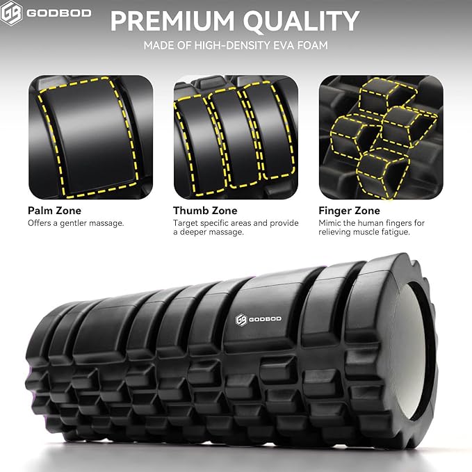 Deep Tissue Foam Roller - High-Density Muscle Massage Roller for Recovery, Pain Relief, Trigger Point, and Myofascial Release - Ideal for Athletes, Gym, and Physical Therapy - 13" x 5"
