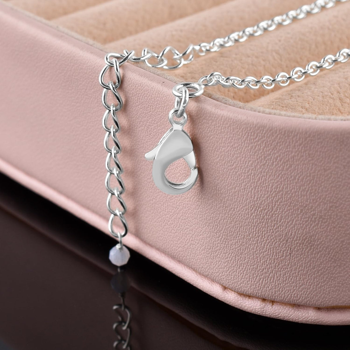 YANARA Blue lace Agate Ankle Bracelet for Women Jewelry, Natural Birthstone, Gemstone Beads, Handmade Dainty Anklet 9"+1.25" inch, 3mm Rounds, Chakra Energy Crystals, Silver Plated Chain