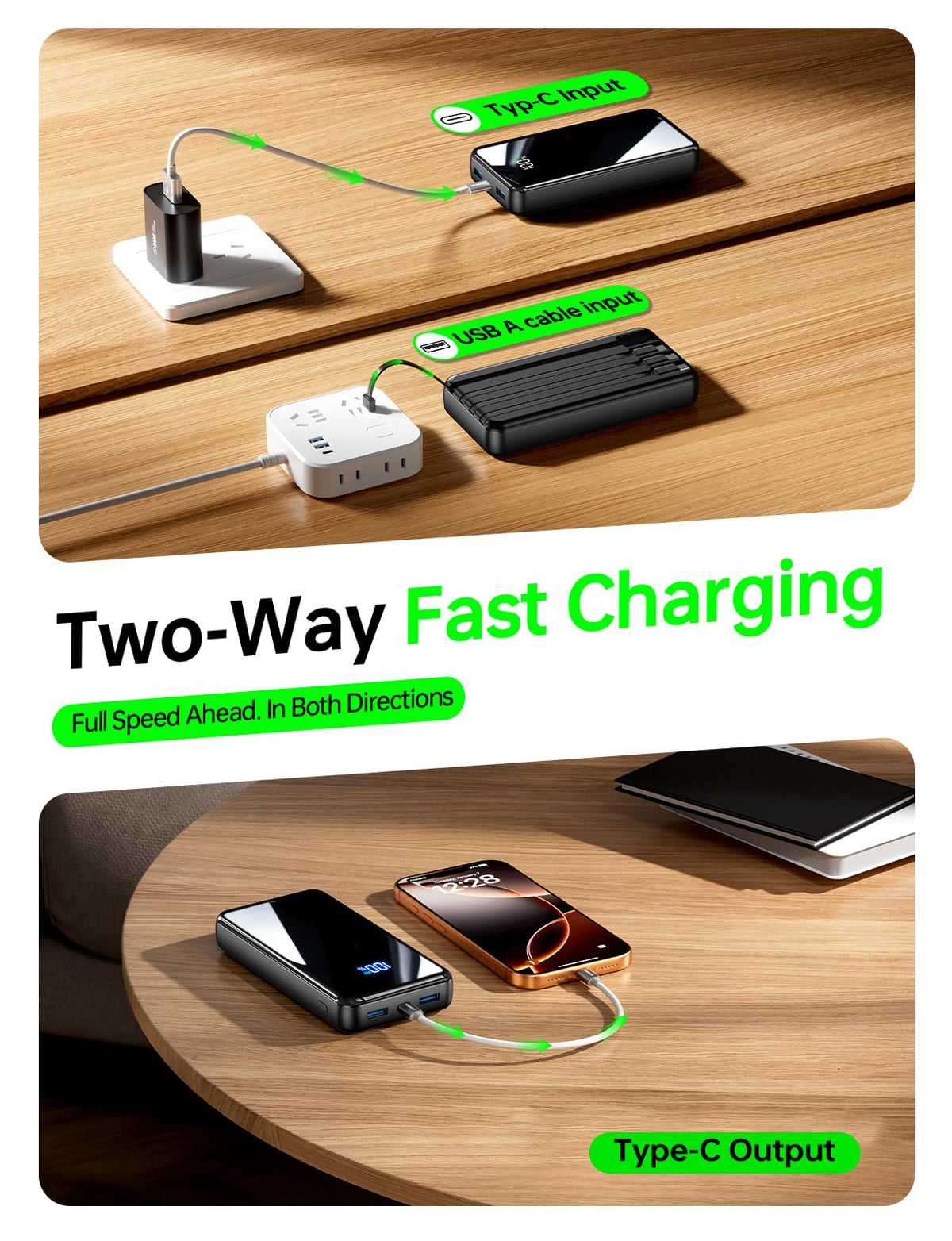 Portable Charger,50000mAh Power Bank Built-in Cable, 22.5W PD USB C In & Out Fast Charging, External Battery Pack with 6 Output & 2 Input, Travel Camping Essential for iPhone 17/16/15/14/13/12,Android