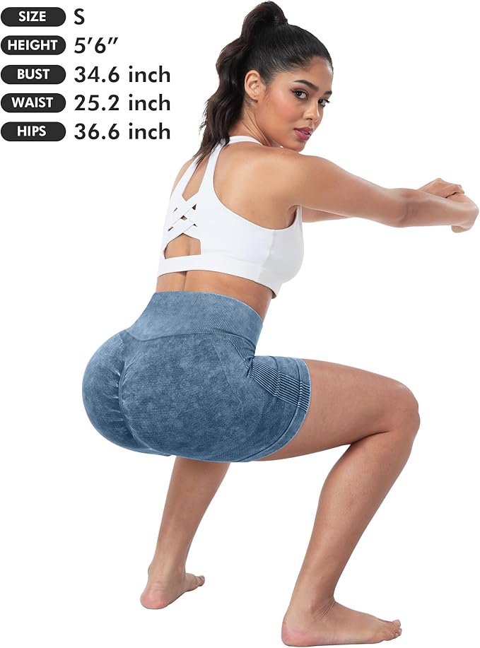 CHRLEISURE Women's 4 Packs Workout Gym Shorts, High Waisted Butt Lifting Scrunch Butt Seamless Booty Shorts
