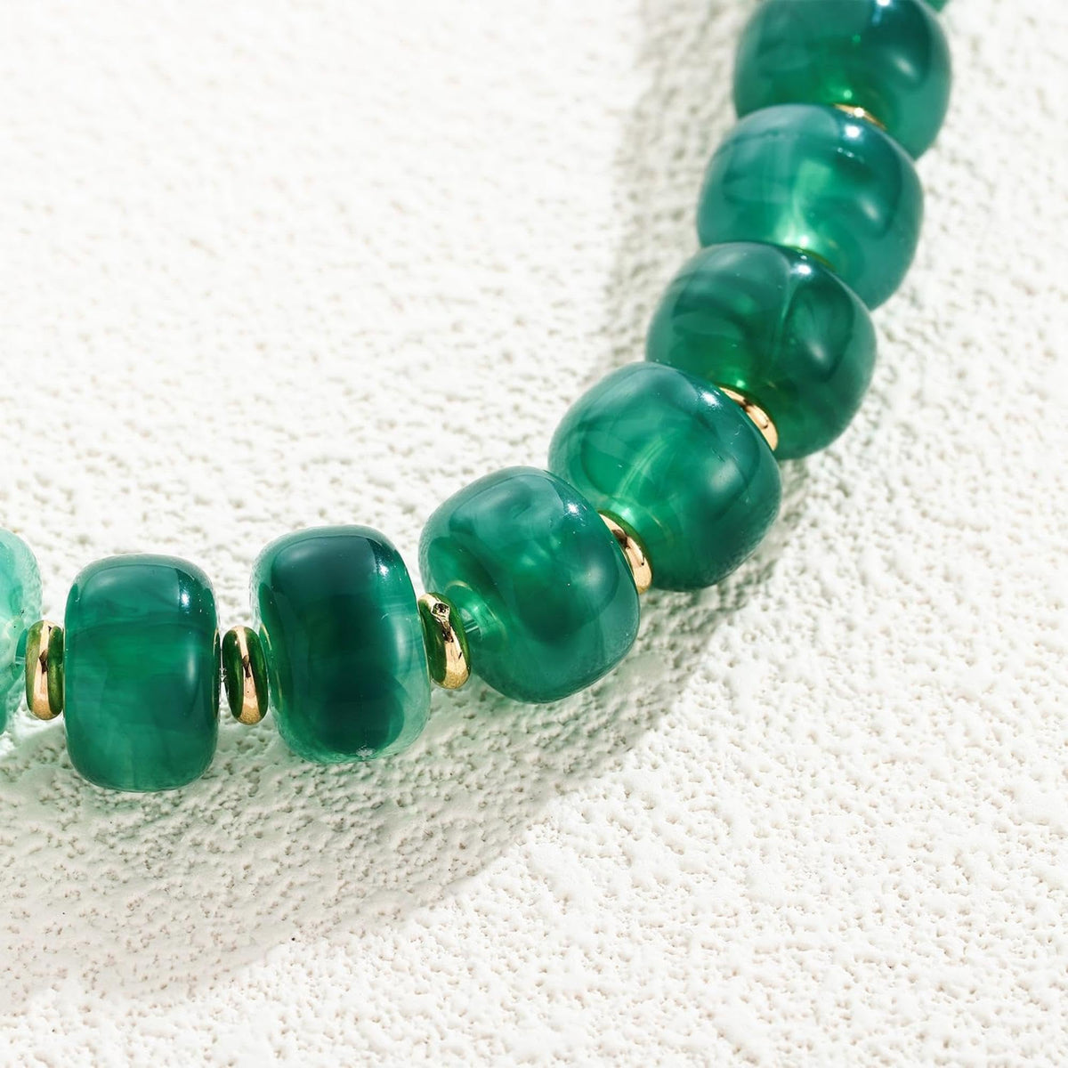 ENSKEFEN Green Beaded Bracelets for Women Trendy Chunky Statement Bracelet Adjustable Acrylic Resin Large Beads Bangle Bracelet Summer Boho Jewelry