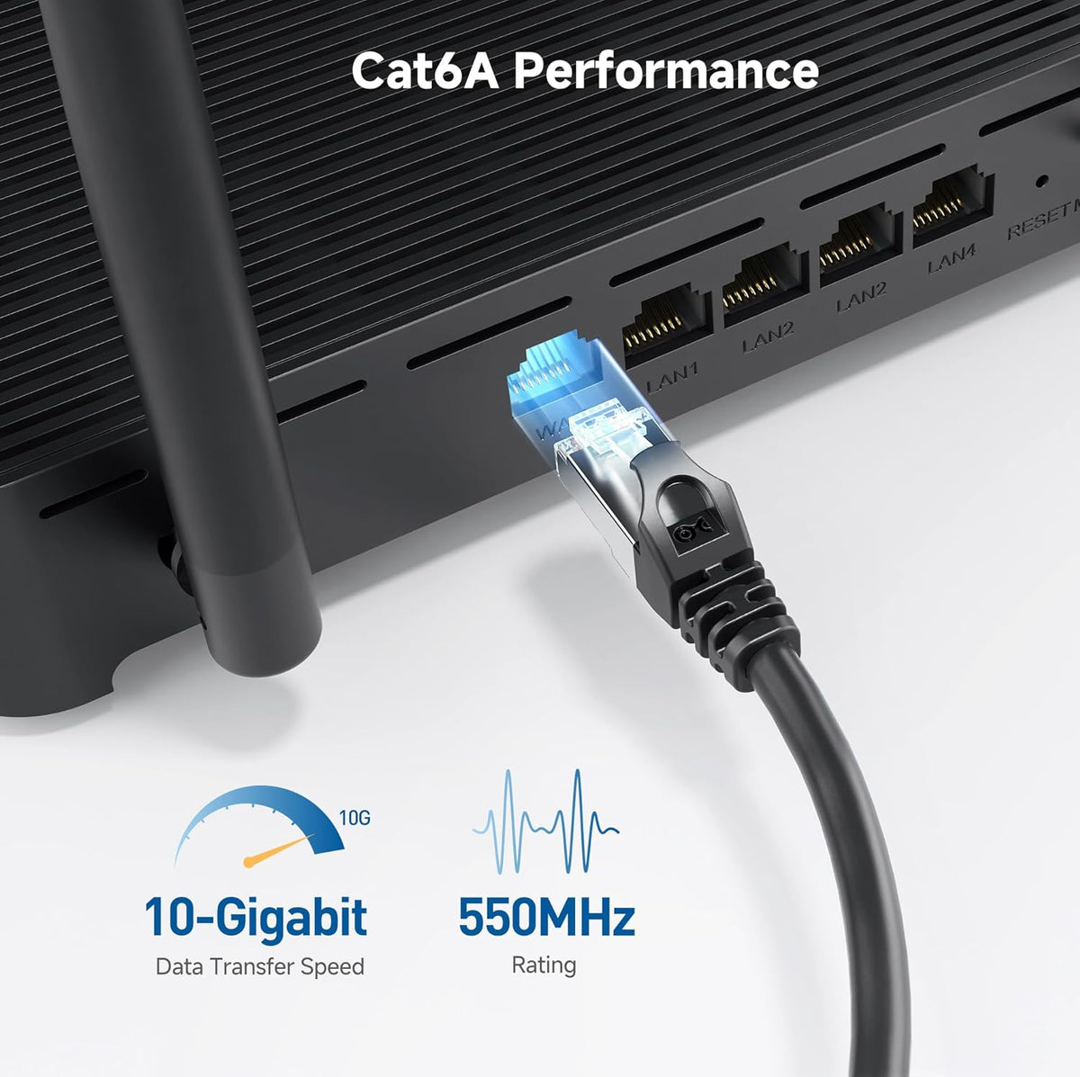 10Gbps 6A 50ft, 6A Cat6A Cable Matters Snagless Shielded Cat Ethernet Cable - Cat Cable, Cord, Ethernet Cord, Black