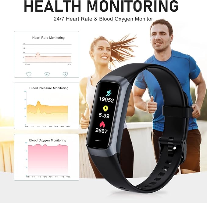 Fitness Tracker, Blood Pressure Watch with 24/7 Heart Rate, Step Counter for Walking, Step Trackers Activity Pedometer for Women Men Android iOS