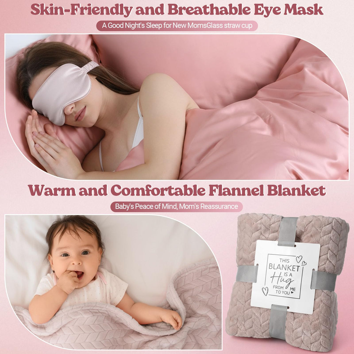 Newwiee 12 Pcs New Mom Package After Baby New Mom Gifts Set After Birth Baby Shower Gift Set with Blanket Postpartum Essentials for Mother Kit Pregnancy Gifts for First-time Mothers, Mommy