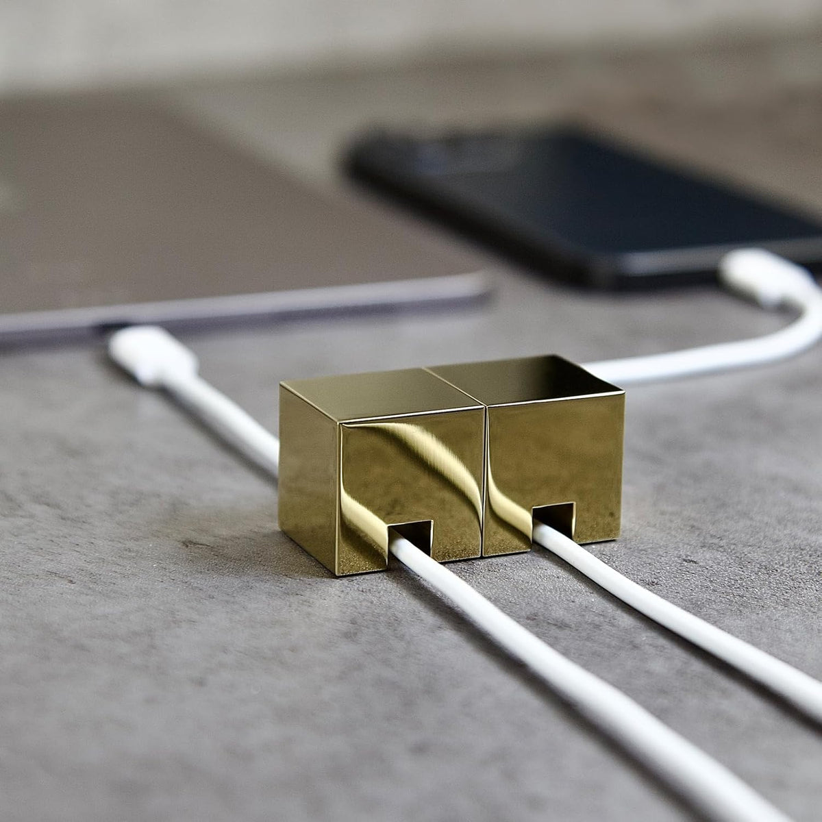 N2U 1 Metal Cord Holder, Weighted Cable Organizer or Management, Heavy Wire Keeper for Nightstand, Desk, Bedside Table