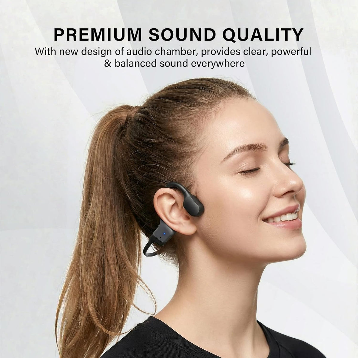 Rakklor 5.4 20 IPX5 Bone Conduction Headphones, Open-Ear Bluetooth Sport Headphones with Mic Hour Playtime, Waterproof